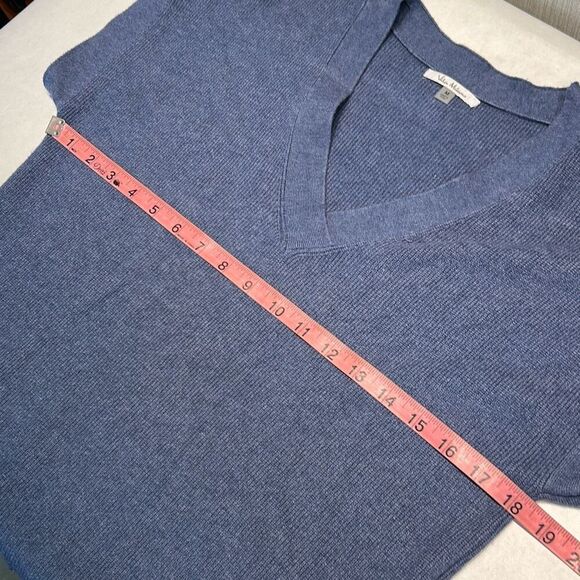 Vila Milano Oversized V-Neck Sweater Short Sleeve Knit Sz Medium Dusty Blue - Picture 6 of 7